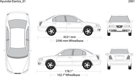 2001 Hyundai Elantra V01 Vehicle Wrap Template