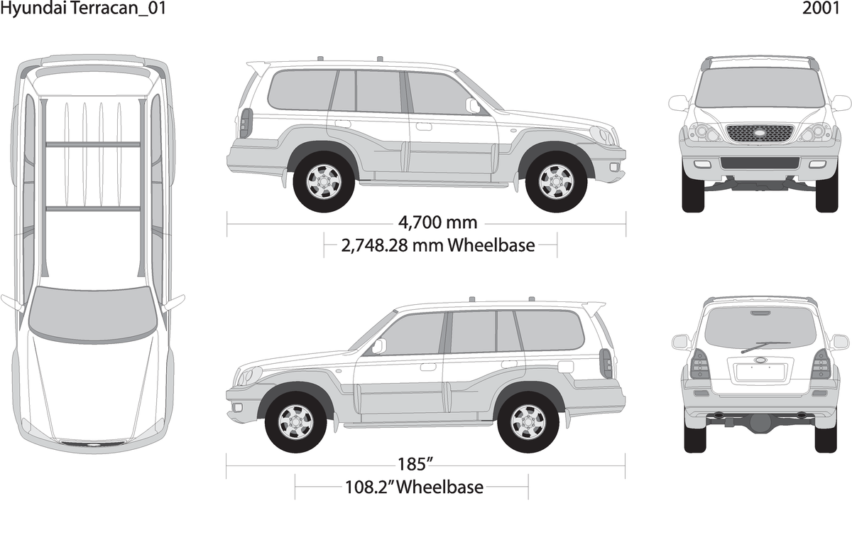2001 Hyundai Terracan V01 Vehicle Wrap Template
