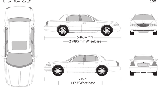 2001 Lincoln Town Car Vector Wrap Template - GravBase