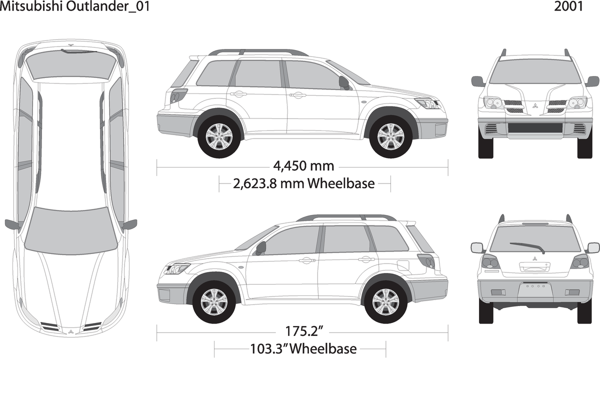 2001 Mitsubishi Outlander V01 Vehicle Wrap Template