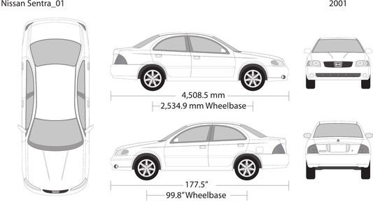 2001 Nissan Sentra vector wrap template, Design-Ready PDF - GravBase