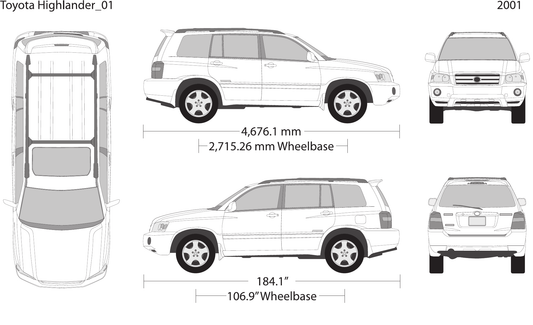 2001 Toyota Highlander vector wrap template, Design-Ready PDF - GravBase