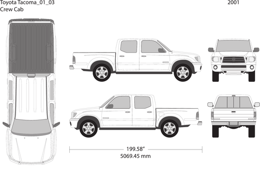 2001 Toyota Tacoma vector wrap template V03, Design-Ready PDF - GravBase