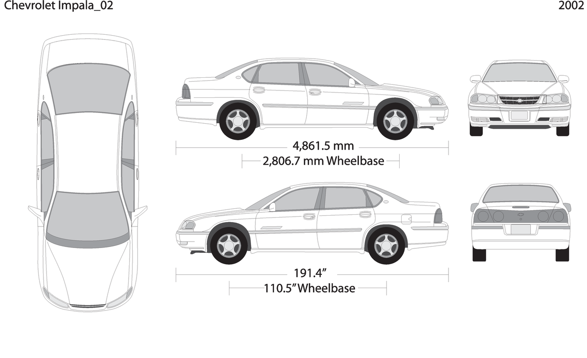 2002 Chevy Impala V02 Vehicle Wrap Template