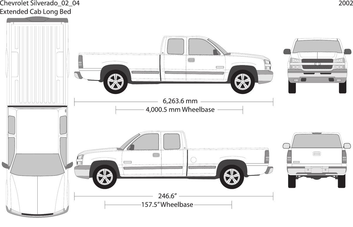 2002 Chevy Silverado 1500 Vector Wrap Template - GravBase