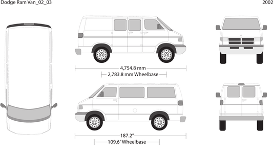 2002 Dodge Ram Van vector wrap template V03, Design-Ready PDF - GravBase