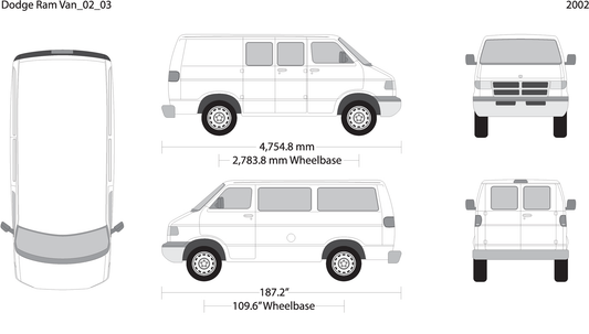 2002 Dodge Ram Van V03 Vehicle Wrap Template
