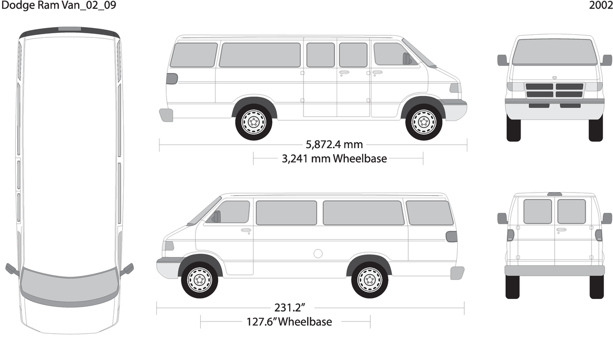 2002 Dodge Ram Van V09 Vehicle Wrap Template