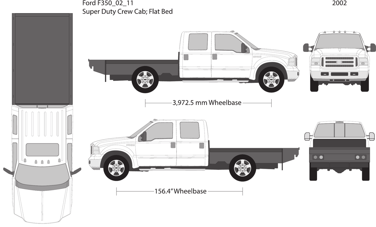 2002 Ford F-350 vector wrap template V11, Design-Ready PDF - GravBase