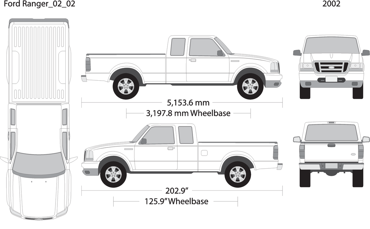2002 Ford Ranger V02 Vehicle Wrap Template