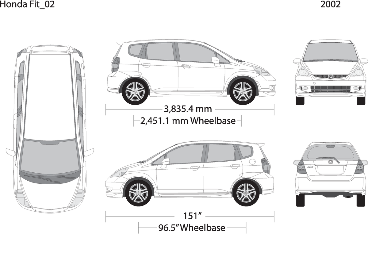 2002 Honda Fit V02 Vehicle Wrap Template