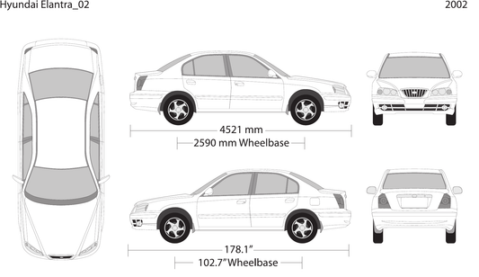 2002 Hyundai Elantra vector wrap template, Design-Ready PDF - GravBase