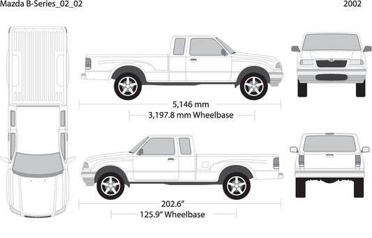 2002 Mazda B Series V02 Vehicle Wrap Template