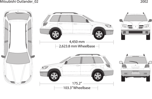 2002 Mitsubishi Outlander vector wrap template, Design-Ready PDF - GravBase