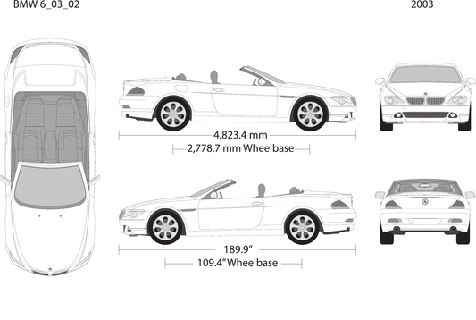 2003 BMW 6 Convertible vector wrap template, Design-Ready PDF - GravBase