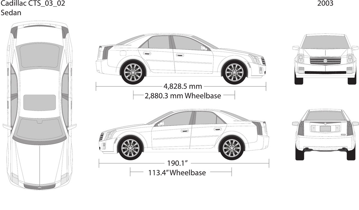 2003 Cadillac CTS vector wrap template, Design-Ready PDF - GravBase