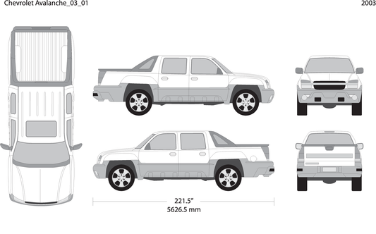 2003 Chevy Avalanche V01 Vehicle Wrap Template