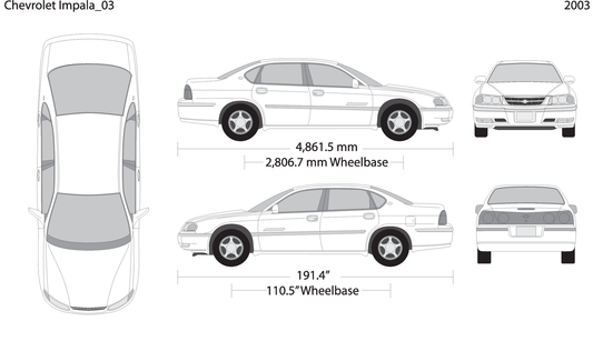 2003 Chevy Impala V03 Vehicle Wrap Template