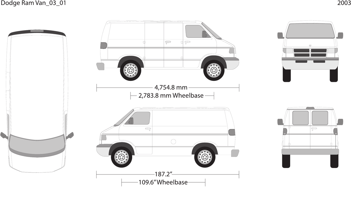 2003 Dodge Ram Van vector wrap template V01, Design-Ready PDF - GravBase