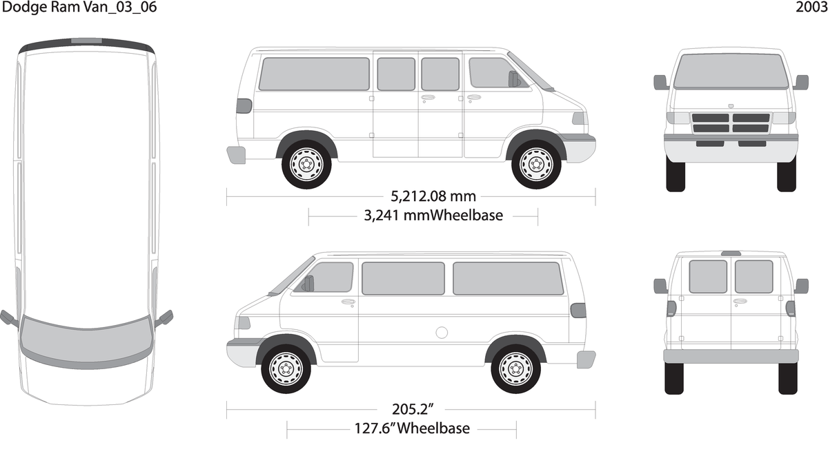 2003 Dodge Ram Van V06 Vehicle Wrap Template