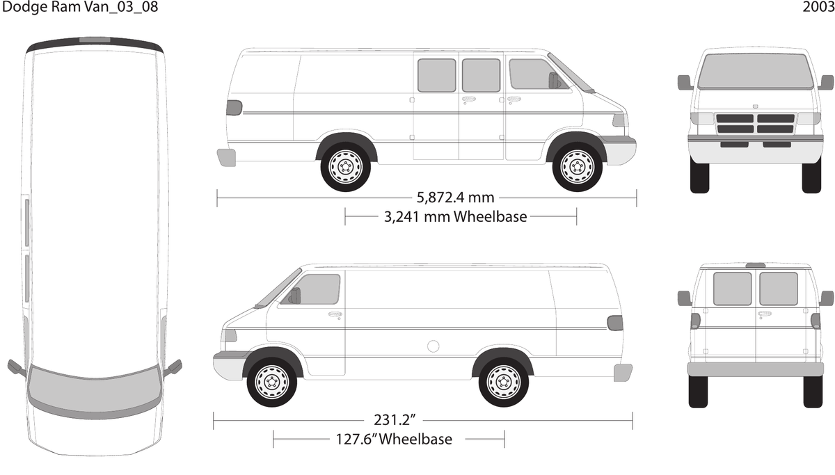 2003 Dodge Ram Van vector wrap template V08, Design-Ready PDF - GravBase