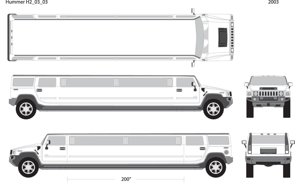 2003 Hummer Hummer Limos H2 Limo V03 Vehicle Wrap Template