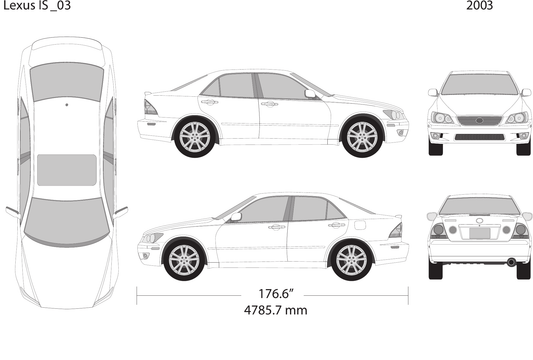 2003 Lexus IS vector wrap template, Design-Ready PDF - GravBase