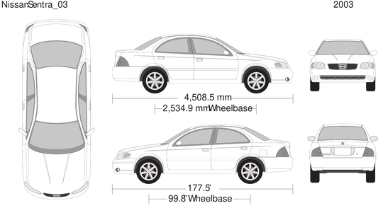 2003 Nissan Sentra vector wrap template, Design-Ready PDF - GravBase