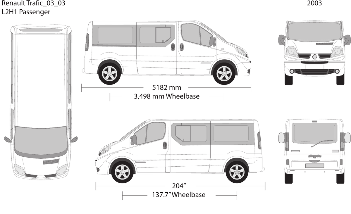 2003 Renault Trafic Vector Wrap Template - GravBase
