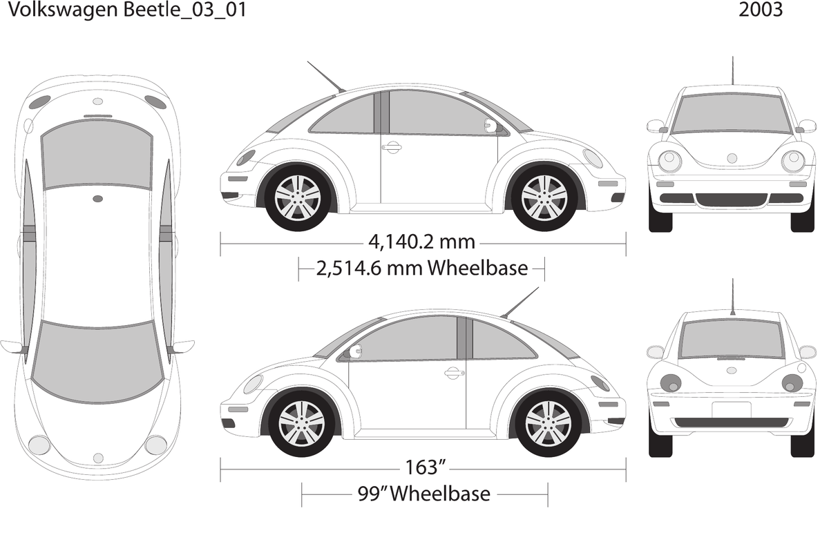 2003 Volkswagen Beetle Vector Wrap Template - GravBase