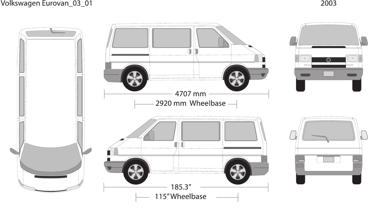 2003 Volkswagen Eurovan vector wrap template, Design-Ready PDF - GravBase