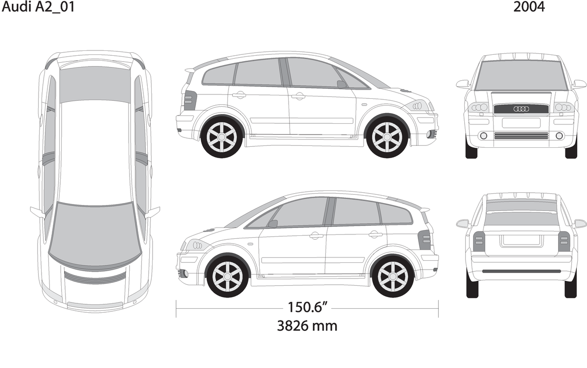 2004 Audi A2 V01 Vehicle Wrap Template