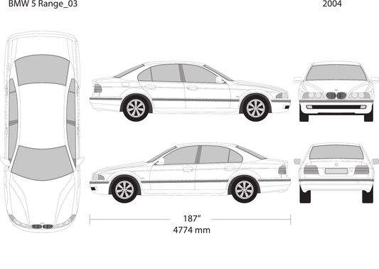 2004 BMW 5 vector wrap template V03, Design-Ready PDF - GravBase