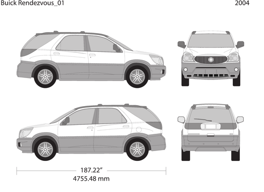 2004 Buick Rendezvous vector wrap template, Design-Ready PDF - GravBase