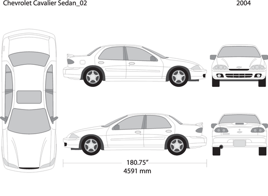 2004 Chevy Cavalier V02 Vehicle Wrap Template