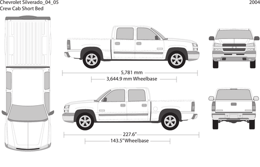 2004 Chevy Silverado 1500 vector wrap template V05, Design-Ready PDF - GravBase