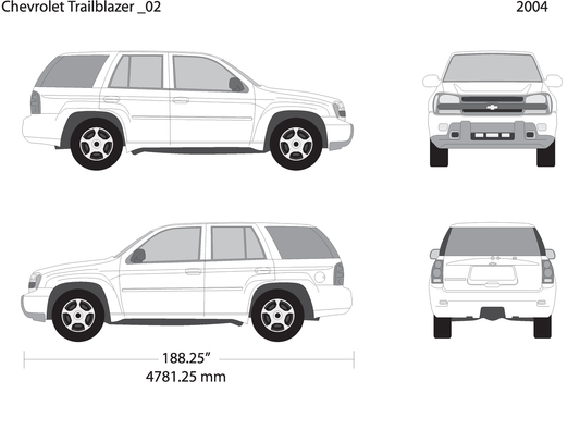2004 Chevy Trailblazer V02 Vehicle Wrap Template