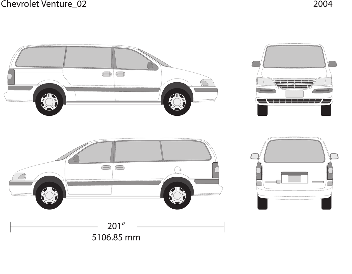 2004 Chevy Venture vector wrap template V02, Design-Ready PDF - GravBase