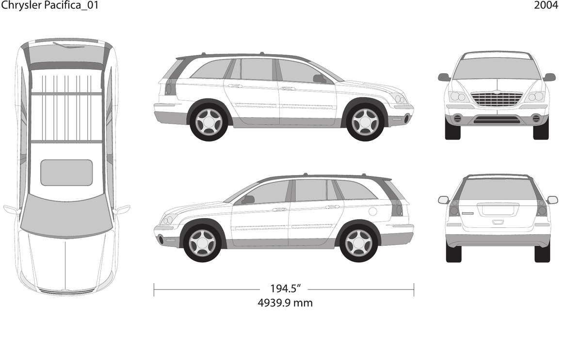 2004 Chrysler Pacifica vector wrap template, Design-Ready PDF - GravBase