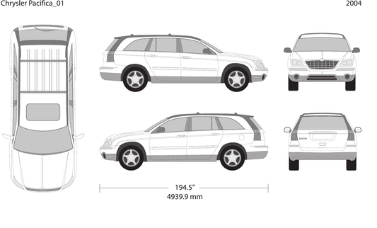 2004 Chrysler Pacifica vector wrap template, Design-Ready PDF - GravBase