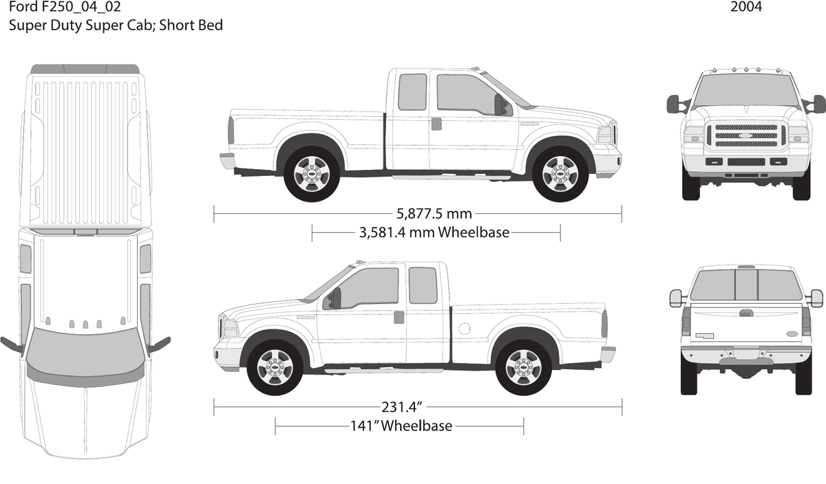 2004 Ford F-250 vector wrap template V02, Design-Ready PDF - GravBase