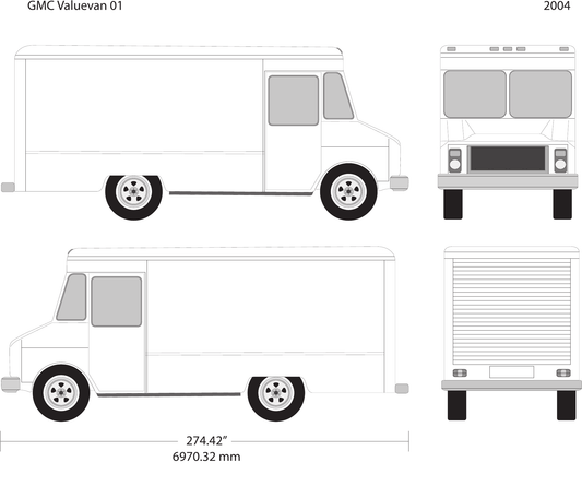 2004 GMC Value Van vector wrap template, Design-Ready PDF - GravBase