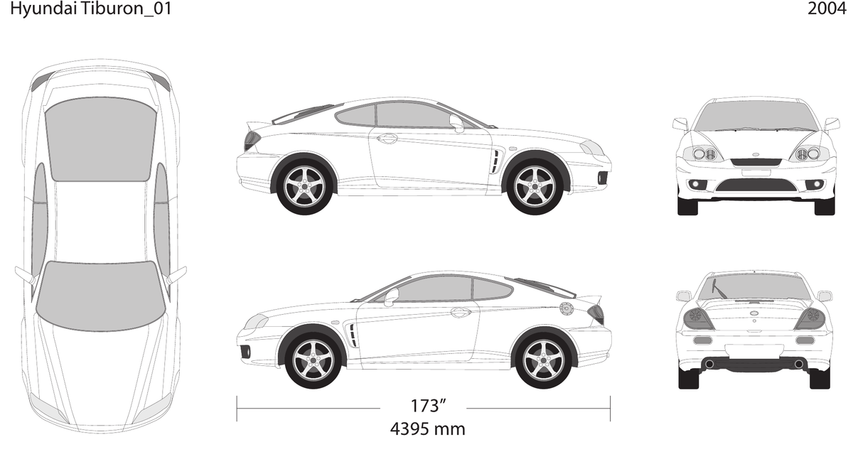 2004 Hyundai Tiburon vector wrap template, Design-Ready PDF - GravBase