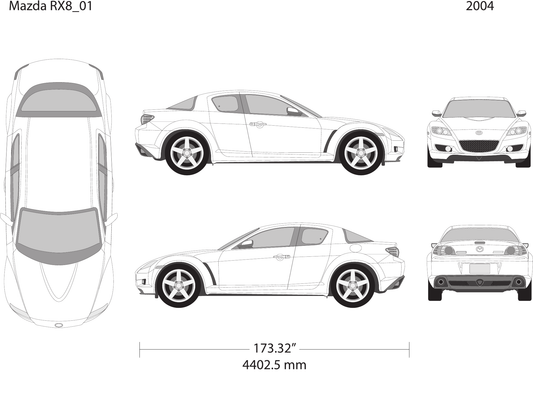 2004 Mazda RX8 vector wrap template, Design-Ready PDF - GravBase
