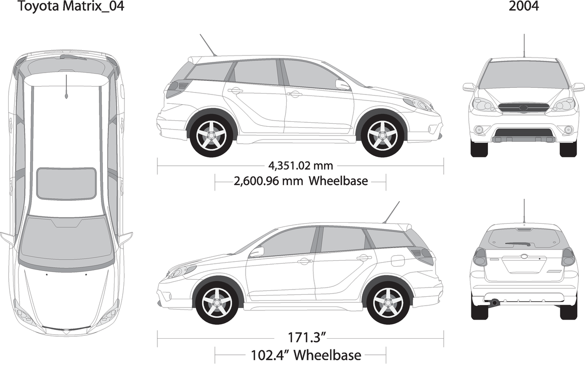 2004 Toyota Matrix V04 Vehicle Wrap Template