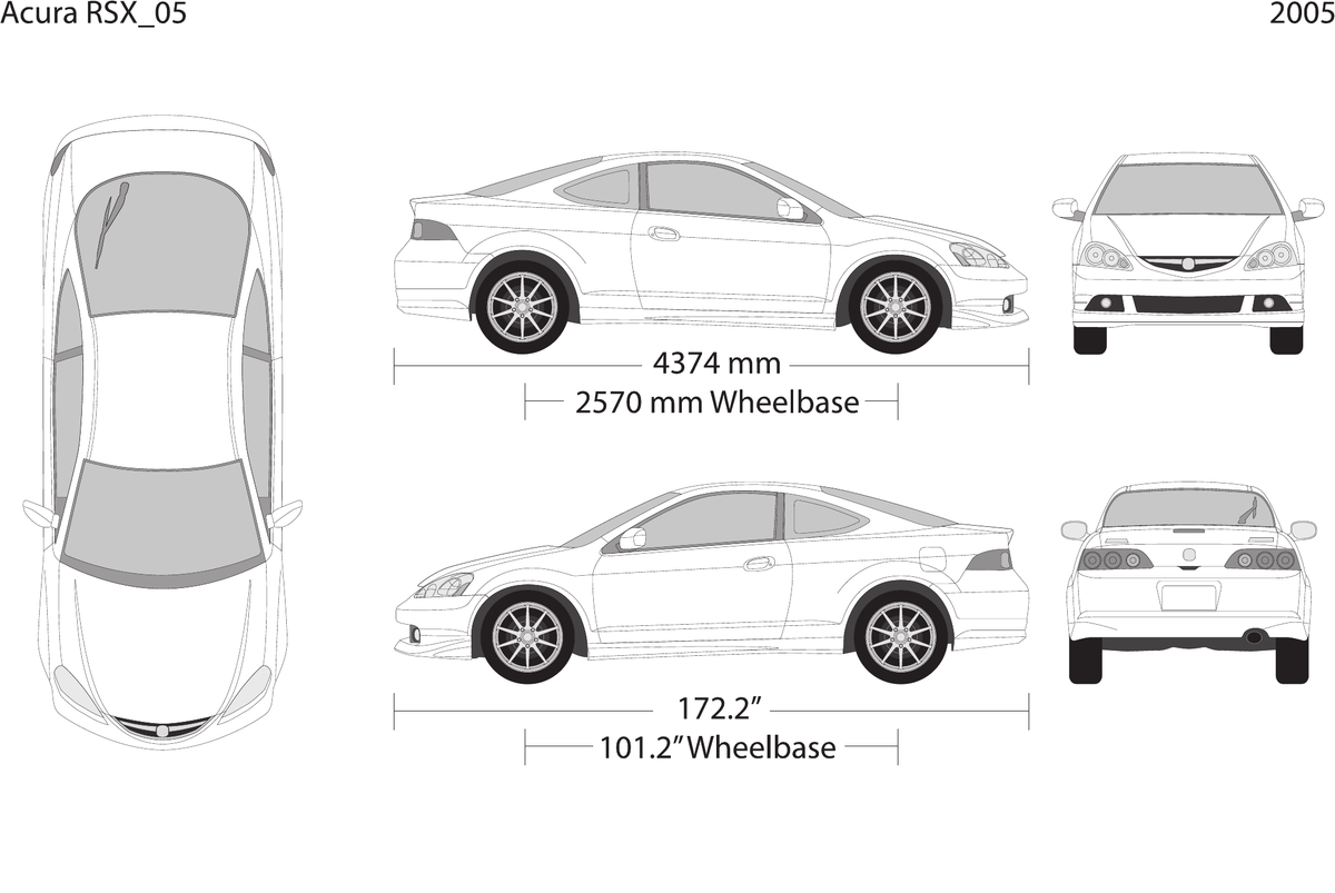 2005 Acura RSX vector wrap template, Design-Ready PDF - GravBase