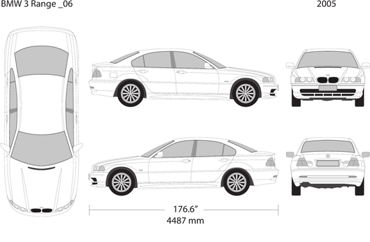 2005 BMW 3 vector wrap template V06, Design-Ready PDF - GravBase