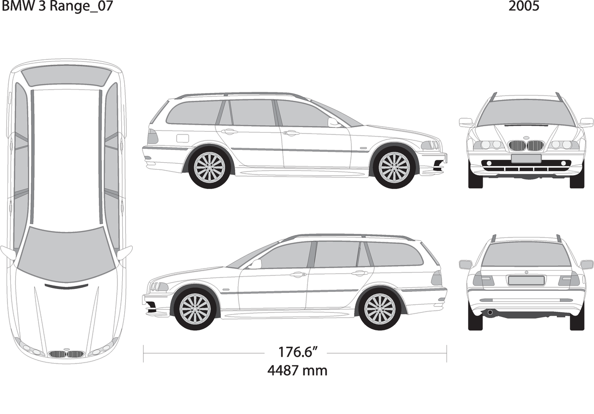 2005 Bmw 3 V07 Vehicle Wrap Template