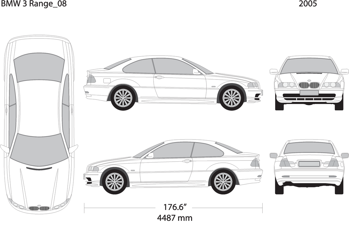 2005 Bmw 3 V08 Vehicle Wrap Template