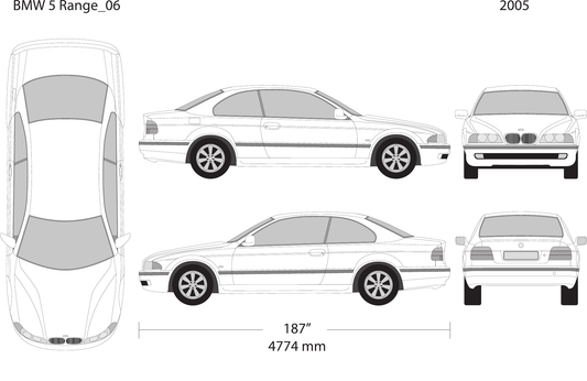 2005 BMW 5 vector wrap template V06, Design-Ready PDF - GravBase